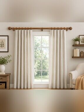 JRZOO Wood Curtain Rod Set 36"-88" Adjustable Window Rods 2 Pack Oak Finish